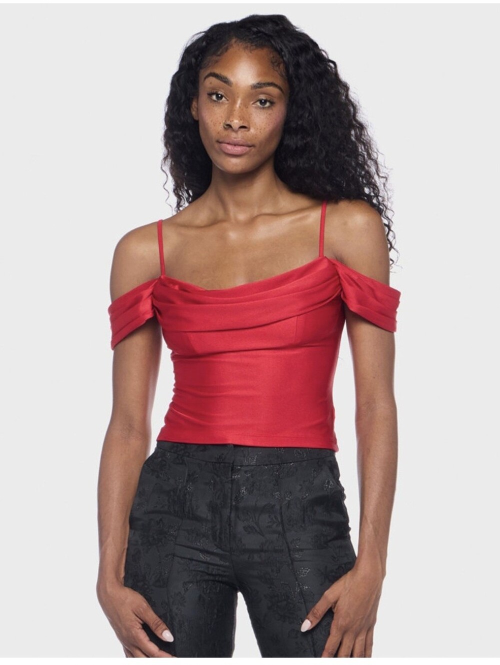 Alex & Sophia Red Off-Shoulder Satin Camisole Sz MEDUIM NWT $49